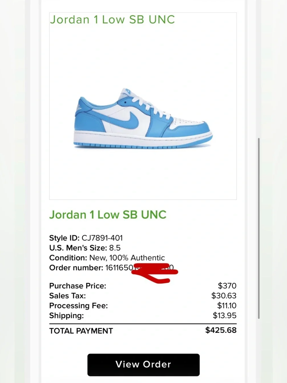 Nike Jordan 1 Low SB UNC CJ7891-401